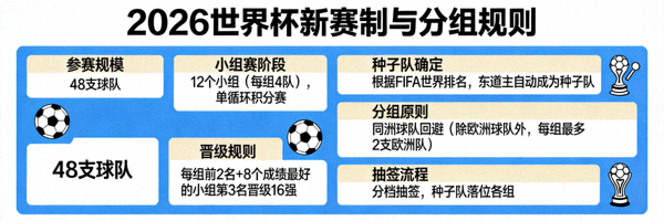 国际足联公布2026世界杯新赛制与分组规则示意图
